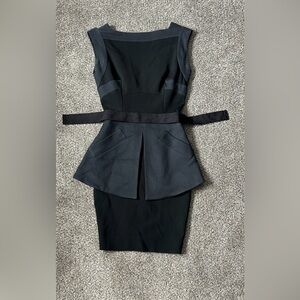 Victoria Beckham Black Peplum Midi Dress *gossip girl